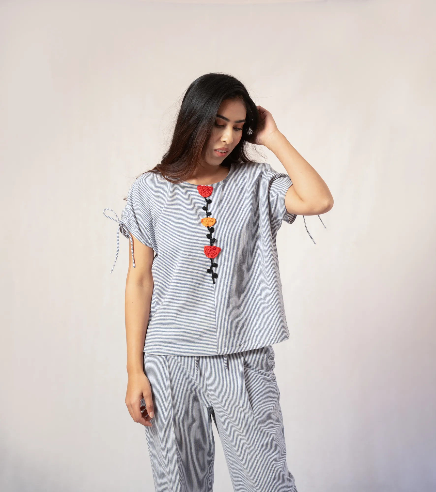 Kusum Crocheted Flower Patched Top